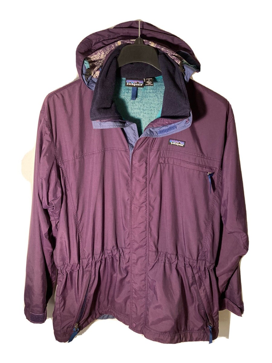 Patagonia Womens M Mesh Lined Full Zip Hooded Windbreaker Jacket  -Purple/Teal