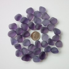 dime size sea beach glass 20 pieces purple lots bulk jewelry use