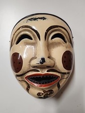 Masque de danse Bugaku japonais fin XIXe siècle en bois laqué personnage Shintoriso