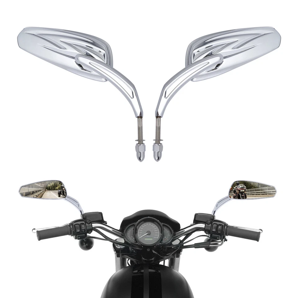 Espejos retrovisores laterales cromados de 8 mm aptos para Harley Touring Electra Road Glide King Foto 3 de 4