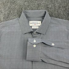 Mizzen Main Shirt Mens XL Grey Gingham Plaid Check Button Up Leeward Trim Fit