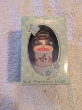Vintage Russ Mini Hurricane Lamp Candle Holder Purple Flower, Unused Boxed