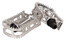 MKS reissued BM-10 "FOOTJAW" BMX bicycle pedals - 1/2" - SILVER body / SILVER