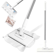 39.3" Mini Wipe Facial Cloth Towel Mop 360°Automatic Clip Mops Stainless White