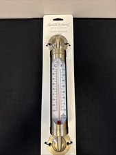 Brand New Brushed Brass Outdoor Temp Thermometer Hearth & Hand Wall Mountable