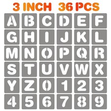 BAMIDELE 3 Inch Letter and Number Stencils, 36 Pcs Reusable Plastic Alphabet ...