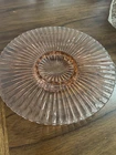Pink Depression Glass Anchor Hocking Ribbed Pedestal Cake Plate Ball Foot 12.25”