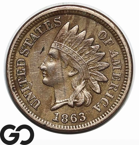 1863 Indian Head Cent Penny, Choice XF Civil War Issue