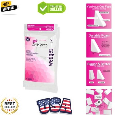 Washable & Reusable Jumbo Wedge Sponges - 16 Count Latex-Free Applicators