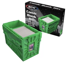 BCW Short Comic Book Bin Heavy Duty Stackable Plastic Box Holds 150 Bags Green $