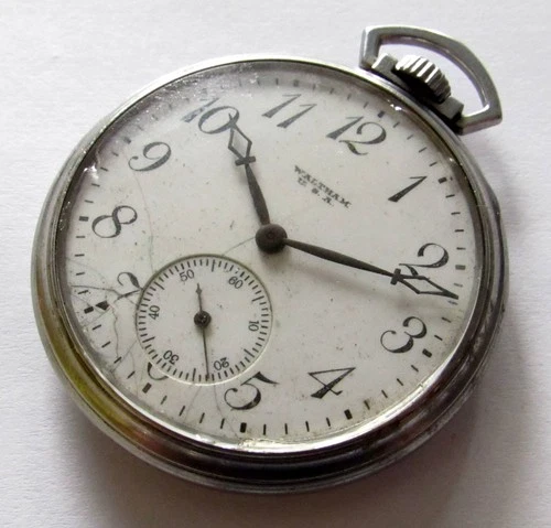 Vintage Waltham Pocket Watch 12 size 17 jewels Base metal case for Parts-Repair