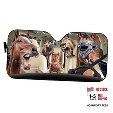 Funny Family Car Windshield Sunshades for Front Window Father Driver Horse