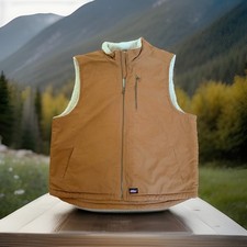 Dickies Work Vest Mens 2XL Brown Canvas Sherpa Lined Full Zip Workwear Waistcoat