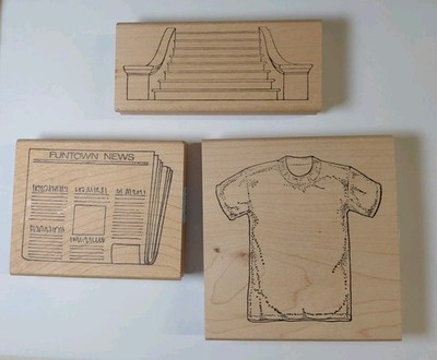 Vintage Hippo Heart Rubber Stamps Staircase Newspaper Shirt