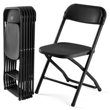 Silla Plegable 330lb Capacidad Plástico Negro Apilable Portátil DUMOS Sillas Juegos