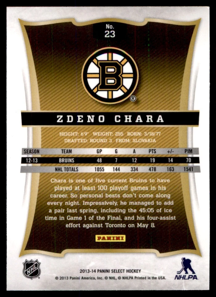 2013-14 Panini Select Zdeno Chara Boston Bruins #23 - Image 2 of 2