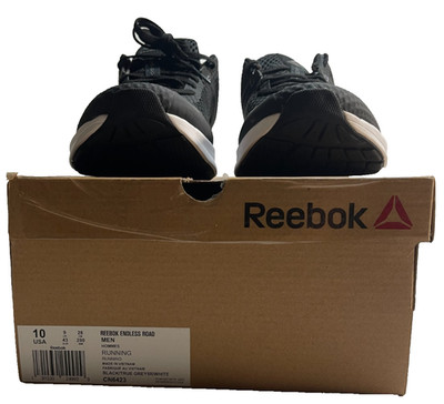 Reebok Endless Road Running Shoes Men s Size 10 Black Gray White Athletic