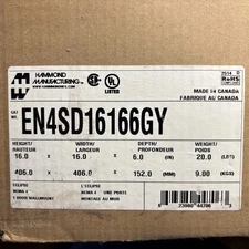 Hammond EN4SD16166GY 16” x 16” X 6” Hinged Metal Enclosure NOS New Old Stock