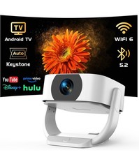 4K Outdoor Smart Projector WiFi 6 BT 5.2 Native 1080P Android Auto Focus