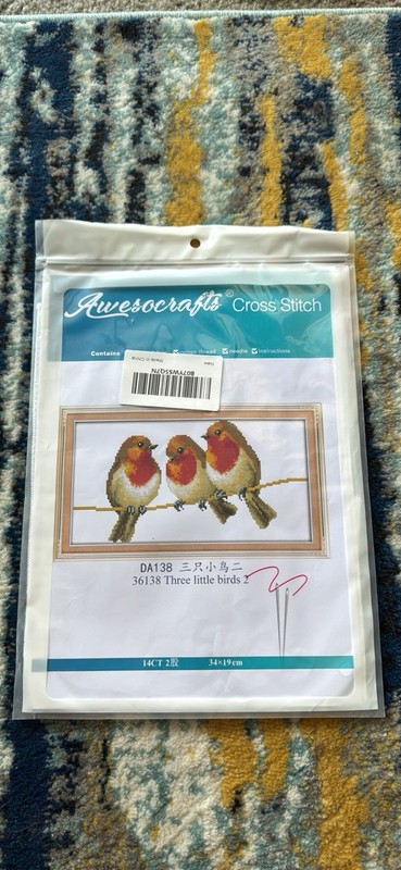 Awesocraft DA138 Bird Cross Stitch Kit Framed Picture Needle Thread Instructions