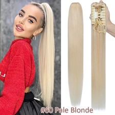 Claw Ponytail Clip In Russian Remy Human Hair Extensions Real Thick Hairpiece