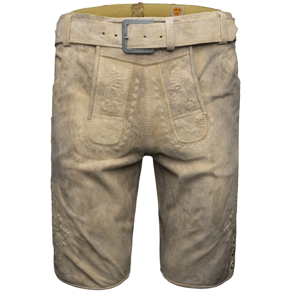 Country Maddox Langsee Trachten Lederhose Homme Ceinture Beige Cuir - Photo 1/1