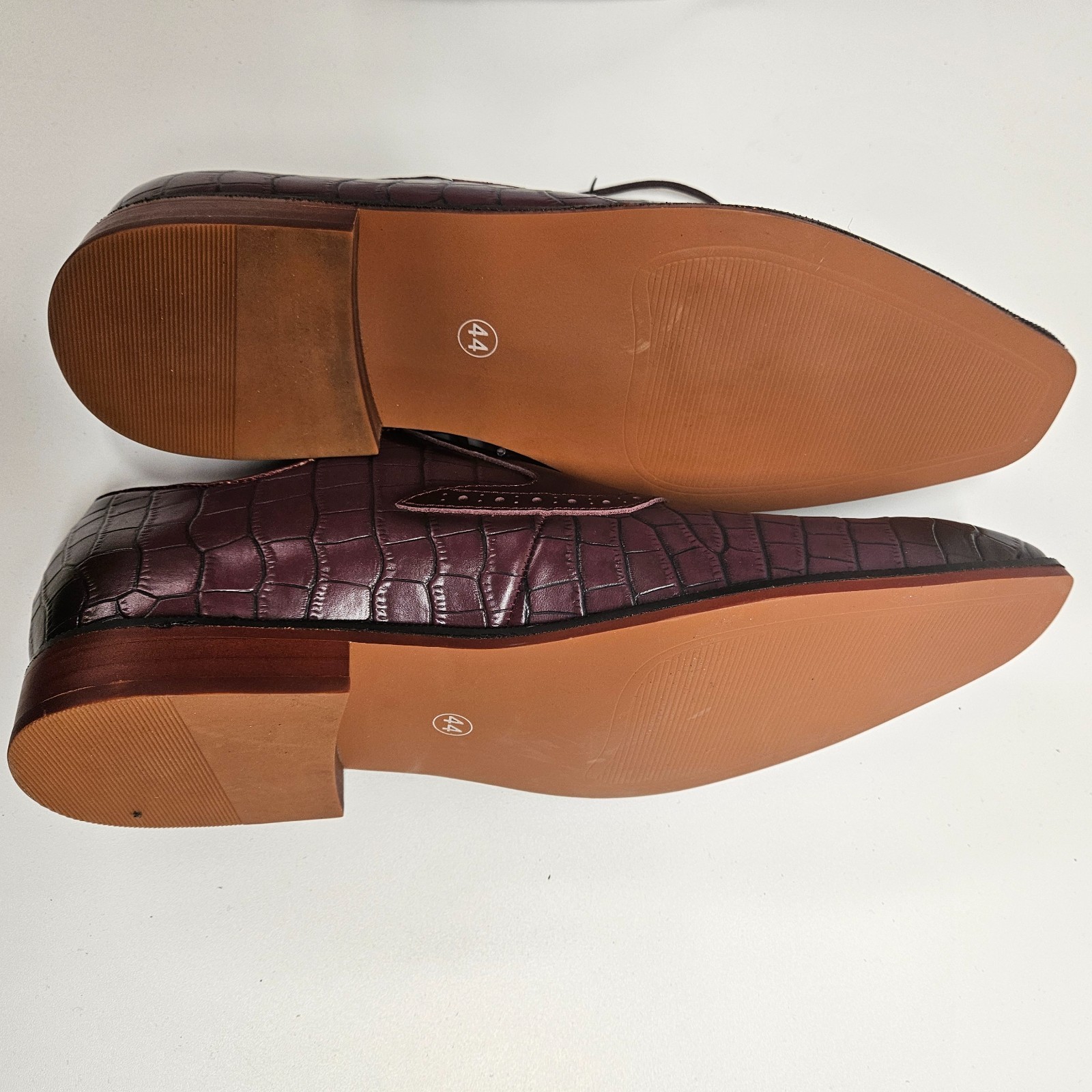 Giorgio Leather Croc Effect Shoes UK 9.5 EU 44 Maroon Smart Formal Lace Up image 4
