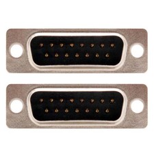 2 Pcs D-Sub DB15 15 Pin Male Plug Connector Solder Type Cup Socket Wire Assembly