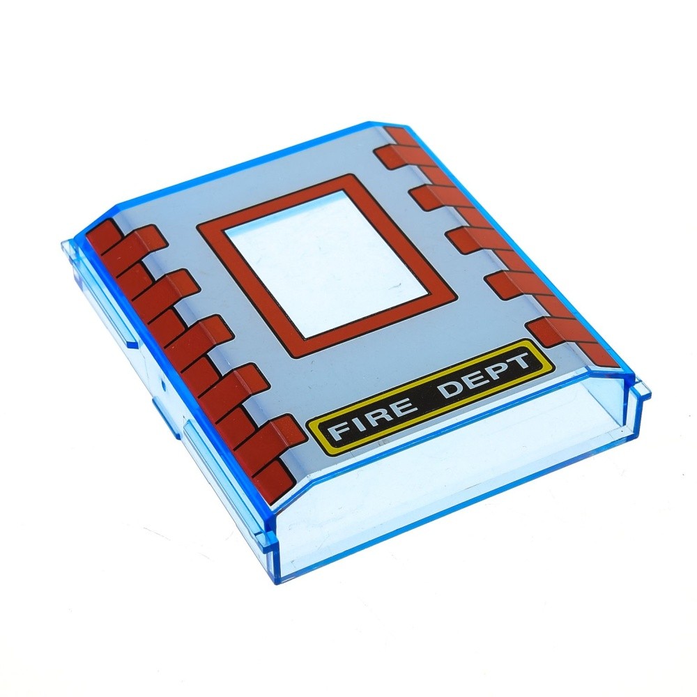 1x Lego Window Panels 2x8x8 Transparent Medium Blue Fire Dept 4657 30650pb02