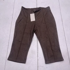 Musera Pants Womens Medium Brown Faux Suede Capri Leggings Pull On