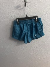 Nike Girls Bluish Greenish Printed Running Shorts Size Small