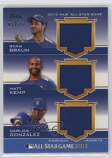 2012 Topps Update All-Star Stitches Triple Relics 1/25 Ryan Braun Matt Kemp 0qo1
