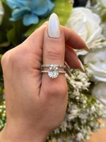 4ct Oval Cut Moissanite/VVS1 Bridal Set Band Ring 925 White Sterling Silver