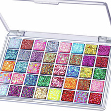 40 Colors Face Glitter Palette, Glitter Gel for Face Body Hair, No Glue Needed