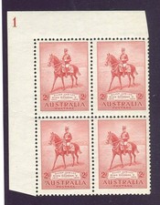 Australia KGV 1935 Jubilee 2d scarlet SG156 MNH Plate 1 block of 4
