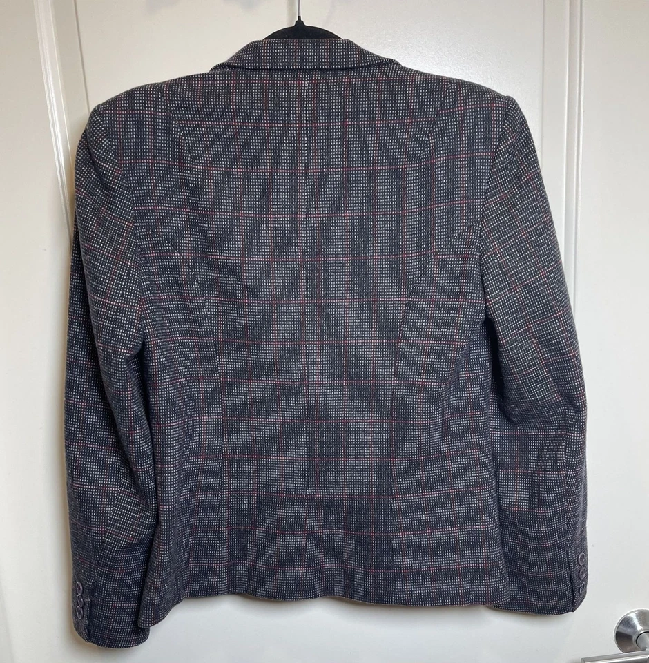 Chaqueta Blazer Mujer The Villager Gris/Rojo Lana a Cuadros Talla 12 Clásica-Sofisticada Foto 2 de 4