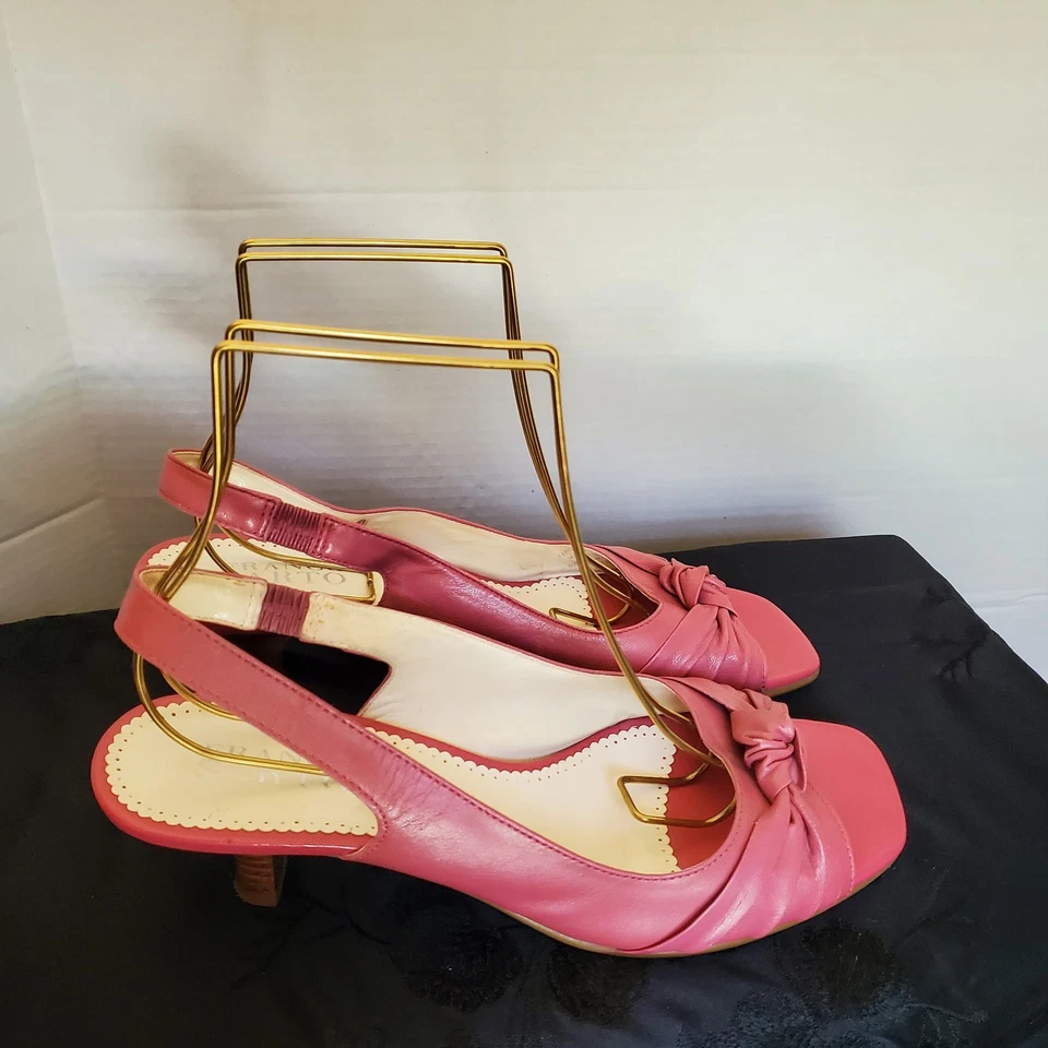 Tacones de gatito coquette vintage de cuero rosa Franco Sarto, talla 8M  Foto 3 de 4