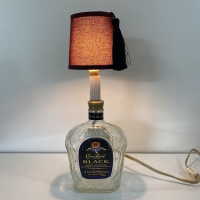 CROWN ROYAL BLACK Bottle TABLE LAMP Bar Lounge Light OILED KRAFT SHADE LED Bulb