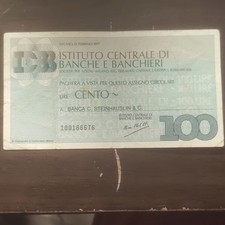 Italy 100 Lire Banknote 1977 Istituto Centrale di Banche e Banchieri