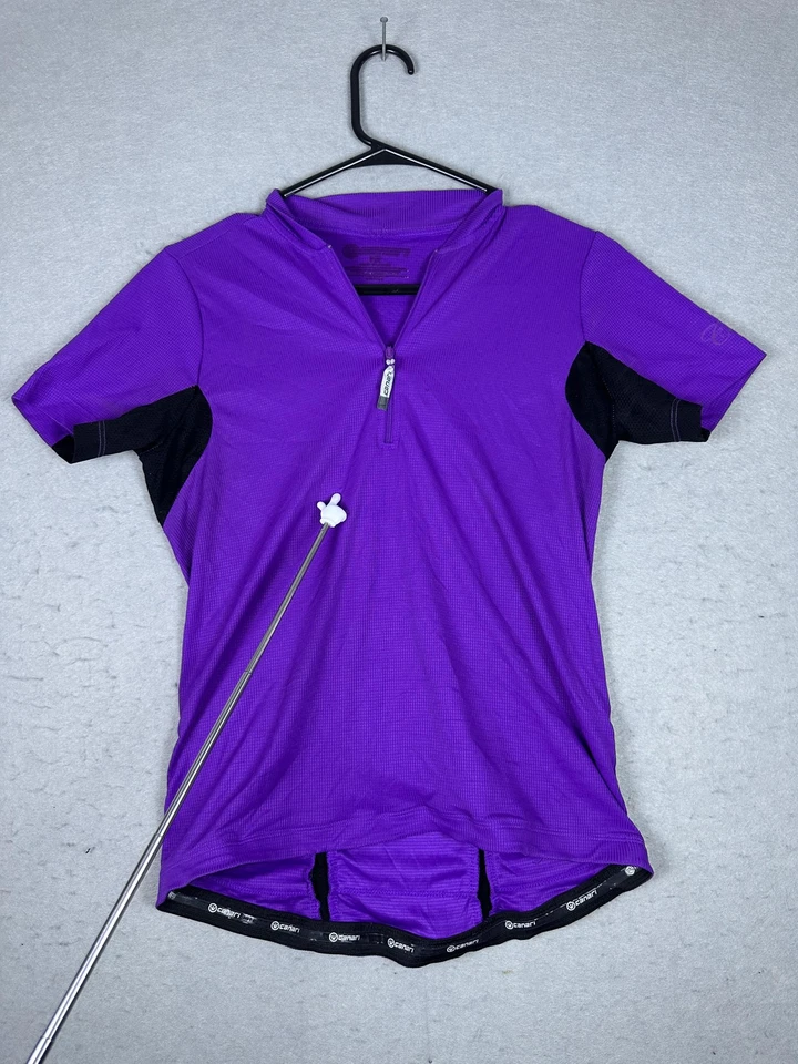 Camiseta deportiva de ciclismo Canari para mujer mediana púrpura negra manga corta bicicleta bolsillos superiores Foto 3 de 4