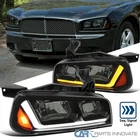 Fits 2006-2010 Dodge Charger Black Smoke Headlights Switchback LED Signal Lamps