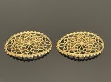 VTG Statement Shoe Clips Gold Tone Signed Musi Open Work Filigree
