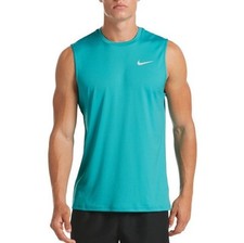 Nike Swim Hydroguard Shirt Dri Fit Mens Size L UPF40 Nike Swim top Blue Green