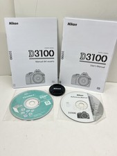 Nikon D3100 Instruction Manual Guide English Spanish w/ CD-ROM Discs Lens Cap