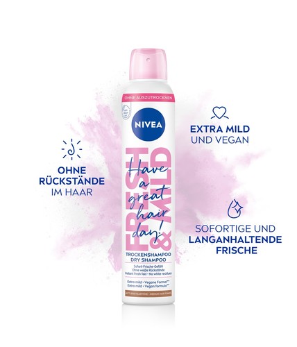 NIVEA Trockenshampoo Hair Care Mittlere Haartöne Fresh & Mild schonend 3 x 200ml - Bild 5 von 8