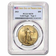 2021 1 oz Gold Eagle (Type 2) MS-70 PCGS (First Production) 4851.61 per troy oz