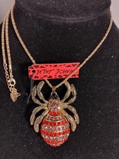 Betsey Johnson Red & Pink Bumblebee Rhinestone Necklace New W/Tags