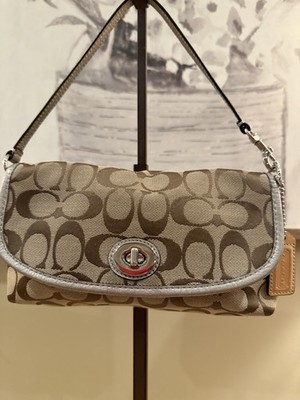 Coach Park Signature Large Flap Turnlock Wristlet Mini Bag Khaki