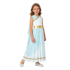 Kids Girls Toga Costume Ancient Greek Roman Princess Empress Robe Gown Dress