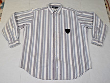 VTG Polo Ralph Lauren Shirt Size L 90s PRL Sheild Pale Blue Stripe Distressed